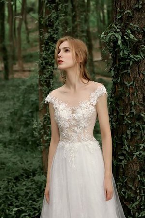 Spitze Leuchtenden Sittsames Bodenlanges Brautkleid mit Schaufel Ausschnitt - Bild 6