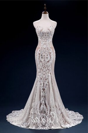 Abito da sposa bella in pizzo retro in stain elastico naturale spazzola treno - Foto 3