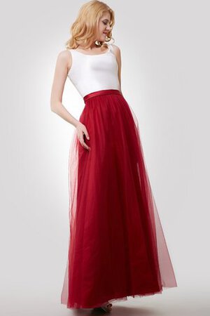 Tüll Ärmelloses Satin einfaches Brautjungfernkleid mit Schleife mit Gürtel - Bild 4