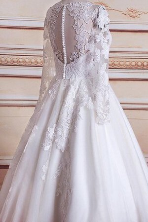 Abito da Sposa Cerniera in Raso in Tulle con Maniche Lunghe Sotto Ginocchio con Bottone - Foto 4