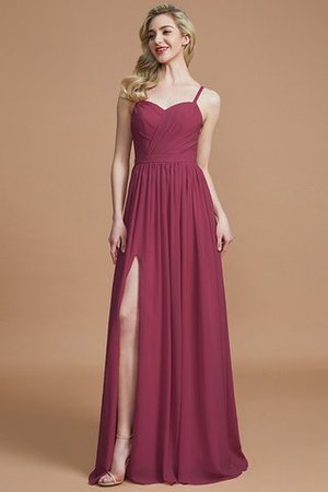 Robe demoiselle d'honneur naturel avec chiffon ruché manche nulle a-ligne - Photo 10