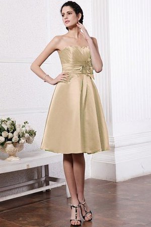 A Linie Elastischer Gewebter Satin Normale Taille Knielanges Kurzes Brautjungfernkleid - Bild 12