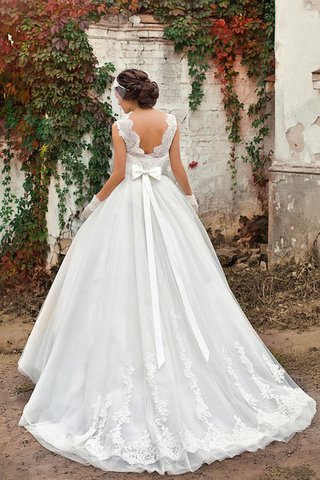 Ärmellos Schaufel-Ausschnitt Spitze ewiges normale Taille Brautkleid mit Bordüre - Bild 2