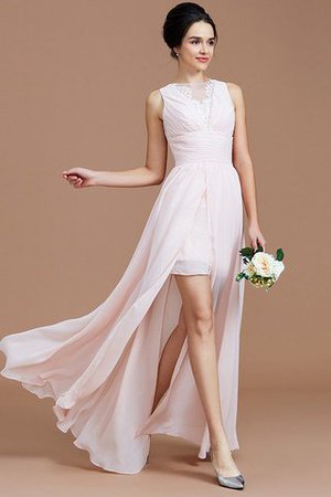 Robe demoiselle d'honneur naturel en chiffon avec zip de princesse au niveau de cou - Photo 2