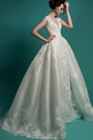Duchesse-Linie Spitze tiefer V-Ausschnitt bodenlanges prächtiges Brautkleid mit V-Ausschnitt - Bild 2