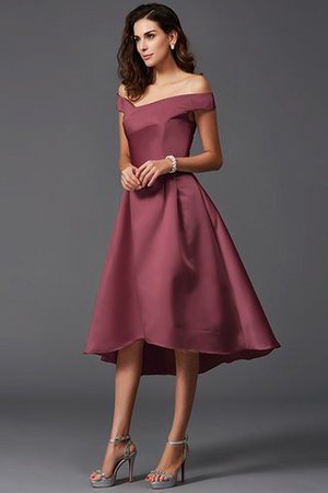 A Linie Schulterfrei Hoch Niedrig Rocklänge-asymmetrisches Mini Brautjungfernkleid - Bild 4
