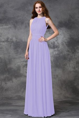Natürliche Taile Ärmelloses A-Line Anständiges Brautjungfernkleid aus Chiffon - Bild 19