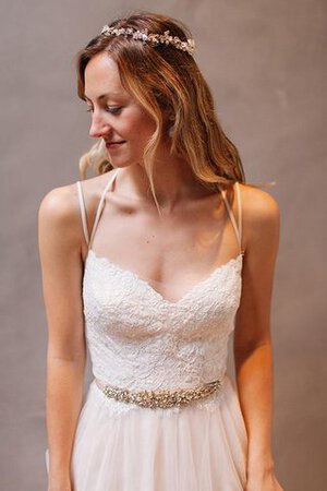 Tüll Spaghetti Träger plissiertes A-Line modisches Brautkleid mit Herz-Ausschnitt - Bild 1