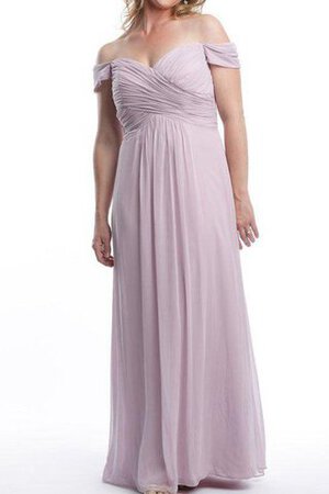 A linie gerüschtes bodenlanges langes Brautjungfernkleid aus Chiffon mit Herz-Ausschnitt - Bild 3