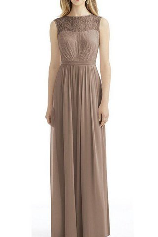 Robe demoiselle d'honneur en chiffon avec décoration dentelle a-ligne - Photo 1
