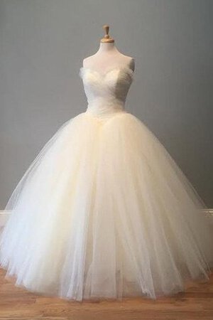 Abito da Sposa Schiena Nuda in Tulle Cuore con Criss-cross con Increspature A-Line - Foto 2
