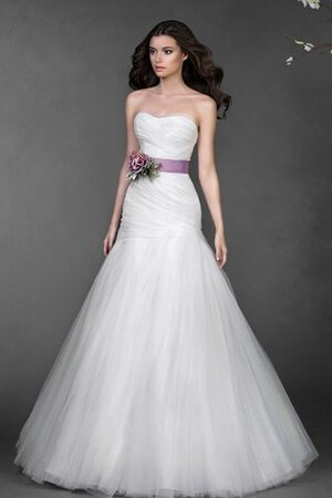 Abito da Sposa in Tulle Senza Maniche Allacciato con Perline Lungo con Criss-cross - Foto 2