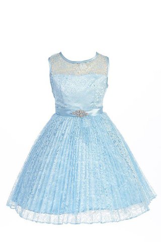 Robe de cortège enfant ligne a col ras du cou manche nulle avec décoration dentelle - Photo 2