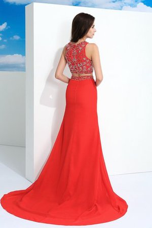 Perlenbesetztes Ärmelloses Schaufel-Ausschnitt Natürliche Taile Zwei Stück Ballkleid - Bild 2