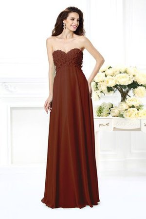 Normale Taille Reißverschluss A Linie Glamouröses Brautjungfernkleid mit Herz-Ausschnitt - Bild 7
