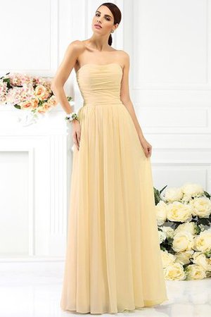 Vestido de Dama de Honor de Sin mangas de Largo de Escote sin tirantes de Plisado - Foto 6