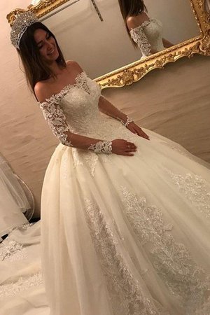 Langärmeliges Reißverschluss Engelhaft Sexy Bodenlanges Brautkleid - Bild 2