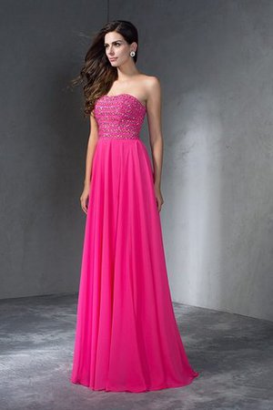 A-Line Sweep Train Perlenbesetztes Chiffon Herz-Ausschnitt Abendkleid - Bild 6