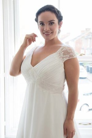 Robe de mariée mode facile avec chiffon a-ligne avec manche courte - Photo 2