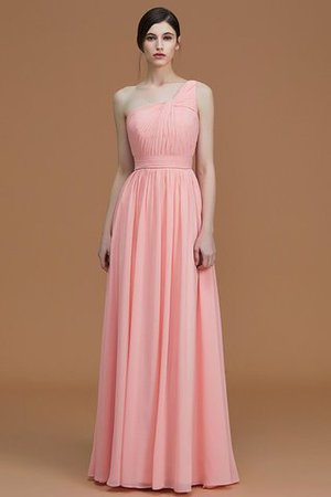 Ärmelloses Chiffon A Linie Gerüschtes Ein Schulterfreies Brautjungfernkleid - Bild 3