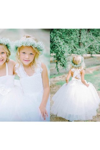 Abito da Cerimonia Bambini senza strap in pizzo Senza Maniche Principessa in Tulle con Fiore - Foto 2