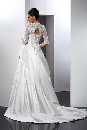 Klassisches Satin Kapelle Schleppe Extravagantes Brautkleid mit Applikation - Bild 2