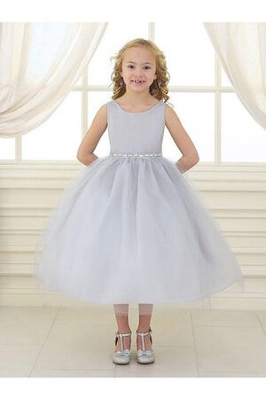 Duchesse-Linie plissiertes Tüll knöchellanges Blumenmädchenkleid mit Schleife mit Rüschen - Bild 5