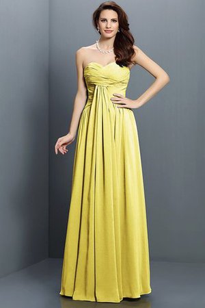 Herz-Ausschnitt Satin Ärmelloses Brautjungfernkleid mit Drapierung mit Plissierungen - Bild 8