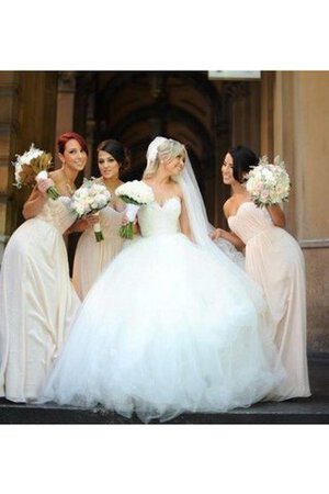 Robe de mariée naturel textile en tulle avec perle col en forme de cœur de traîne courte - Photo 5