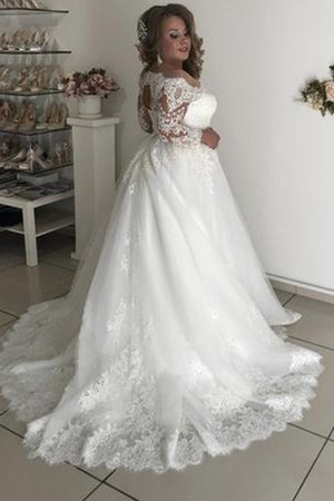 Robe de mariée avec nœud à boucles noble avec manche longue grandiose longue - Photo 3