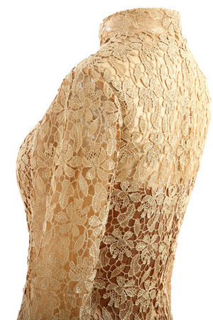 Hoher Ausschnitt Satin Hoch geschlossenes knielanges schlichtes tolles Brautmutterkleid - Bild 8