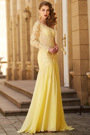 Abito da Ballo con Maniche Lunghe in Chiffon Monospalla Lunghi Tubino - Foto 5