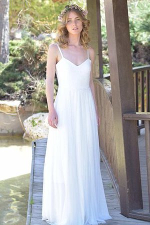 A-Linie Ärmellos Spaghetti Träger Chiffon bodenlanges schlichtes Brautkleid - Bild 1