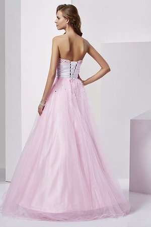 Robe de quinceanera longue naturel avec perle avec lacets avec sans manches - Photo 2