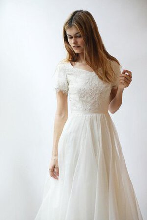 Robe de mariée intemporel modeste décontracté textile en tulle avec manche courte - Photo 5