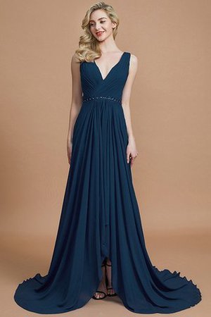 Normale Taille Sweep train Chiffon Prinzessin Brautjungfernkleid mit V-Ausschnitt - Bild 15