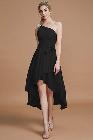 Robe demoiselle d'honneur courte avec zip manche nulle asymétrique avec chiffon - Photo 7