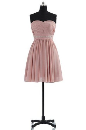 Perlenbesetztes Herz-Ausschnitt Chiffon plissiertes Ärmelloses kurzes Jugendweihekleid - Bild 3