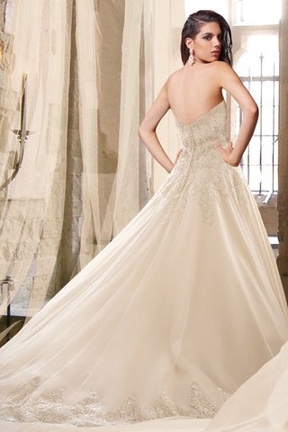 Abito da Sposa lusso in Pizzo Schiena Nuda A-Line con Applique Coda A Strascico Cappella - Foto 2