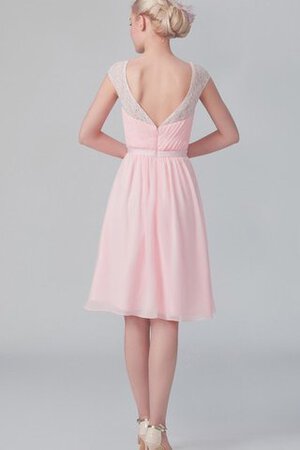 Robe demoiselle d'honneur avec manche courte ruché ligne a de col en v fermeutre eclair - Photo 2