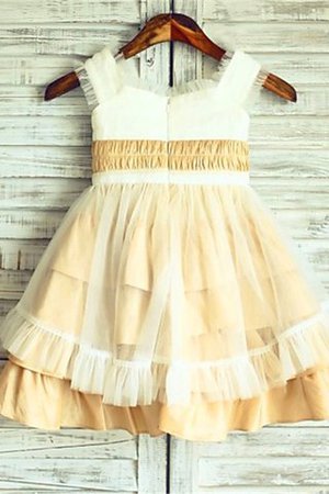 Natürliche Taile Geschichtes Quadrat Ausschnitt Prinzessin Blumenmädchenkleid mit Blume - Bild 2