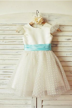 Robe de cortège enfant naturel manche nulle a-ligne col ras du cou avec gradins - Photo 1