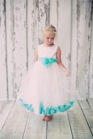Robe de cortège enfant plissé en tulle manche nulle longueur au ras du sol de lotus - Photo 1