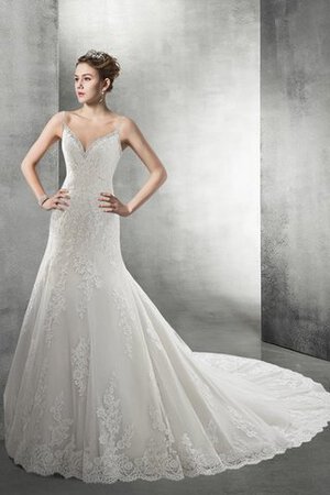 Robe de mariée sexy manche nulle ligne a avec perle décolleté dans le dos - Photo 1