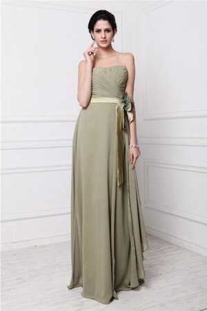 Robe demoiselle d'honneur naturel longue avec fronce de fourreau avec chiffon - Photo 1