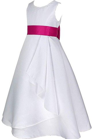 Robe de cortège enfant plissé avec perle manche nulle encolure ronde en satin - Photo 2