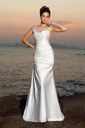 Robe de mariée longue en plage manche nulle en satin de traîne courte - Photo 1