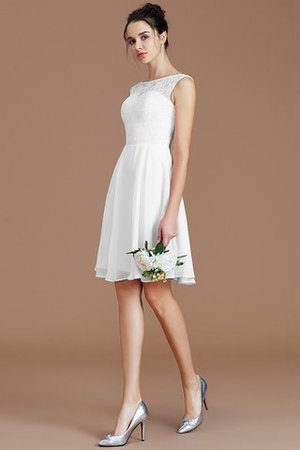 Robe demoiselle d'honneur naturel courte de princesse en chiffon col en bateau - Photo 34