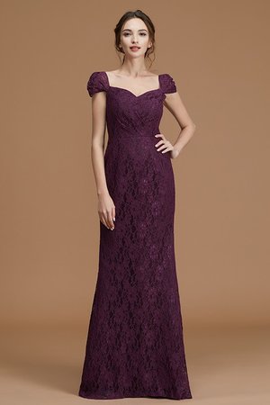 Kurze Ärmeln Besondere Normale Taille Bodenlanges Brautjungfernkleid mit Bordüre - Bild 1