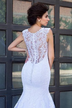 Clasico Vestido de Novia de Corte Sirena en Satén de Apliques de Escote en V - Foto 4